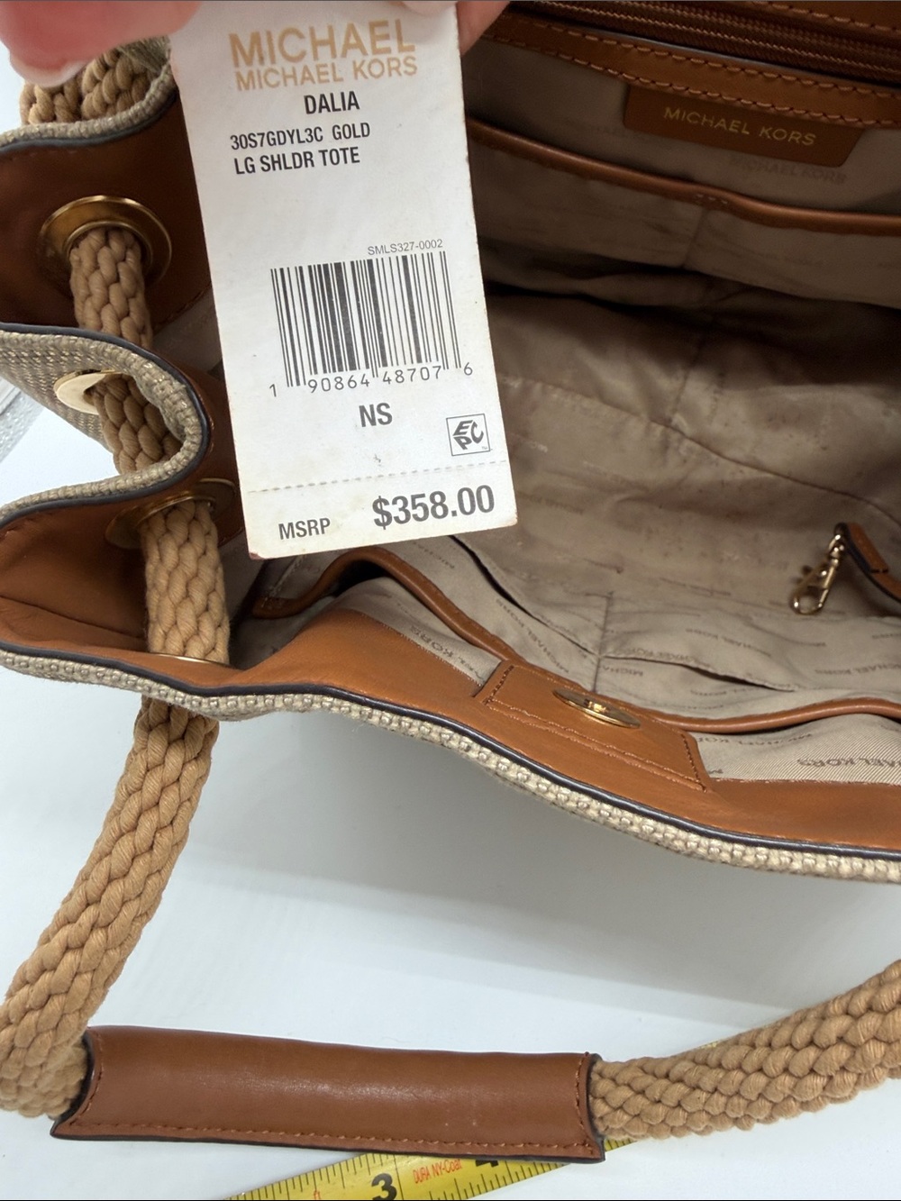 Michael Kors‎ Beige Canvas Rope-Handle Tote with Leather Trim NWT - Picture 6 of 9